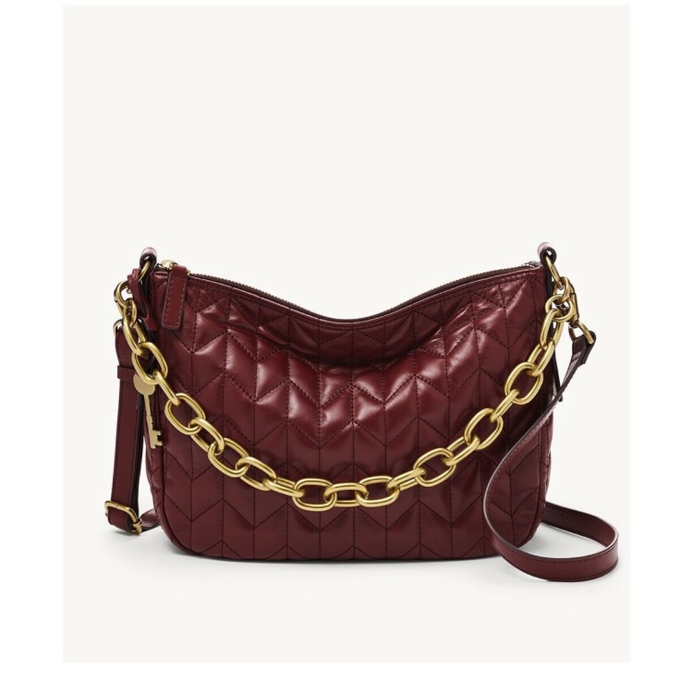 New: Fossil Jolie Quilted Leather and Chained Crossbody Bag